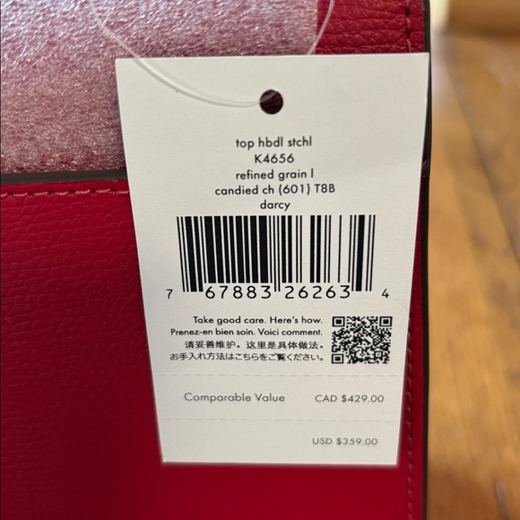 Kate Spade Darcy Top Handle Satchel NWT Bag Candied Cherry Red Crossbody Purse - Picture 13 of 15
